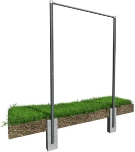 barre de tractions extérieure avec vue des ancrages béton