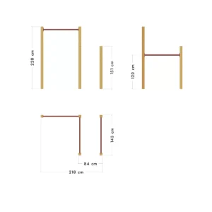 dimensions de la station extérieure pour tractions et dips wickey fit base 505