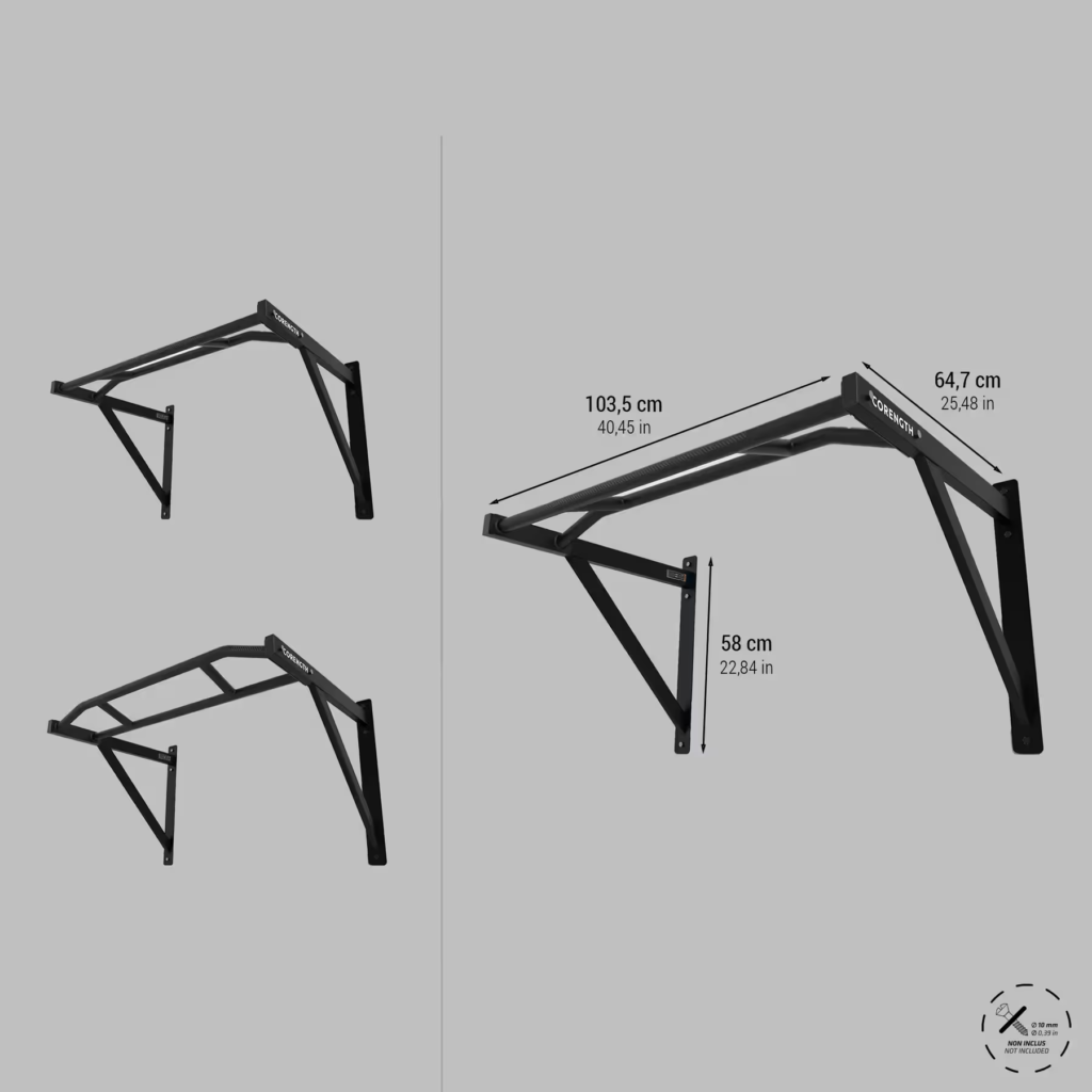 Dimensions de la barre de tractions murale intérieur extérieur corength décathlon