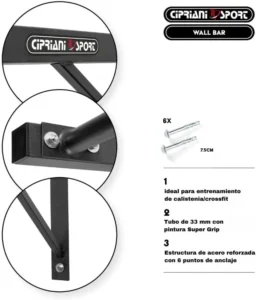 Fixantion et assemblage de la barre de traction murale CIPRIANI SPORT