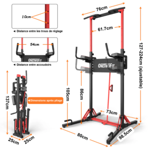 Dimensions de la chaise romaine pliable OneTwoFit - Amazon
