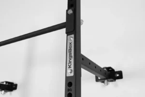 Rack mural pliable Kingsbox Royal tnt fold rack II - Vue de la plaque fabricant et de la fixation murale